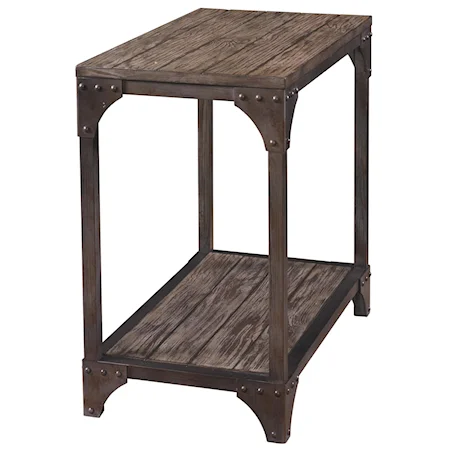 Industrial Chairside Table with One Shelf